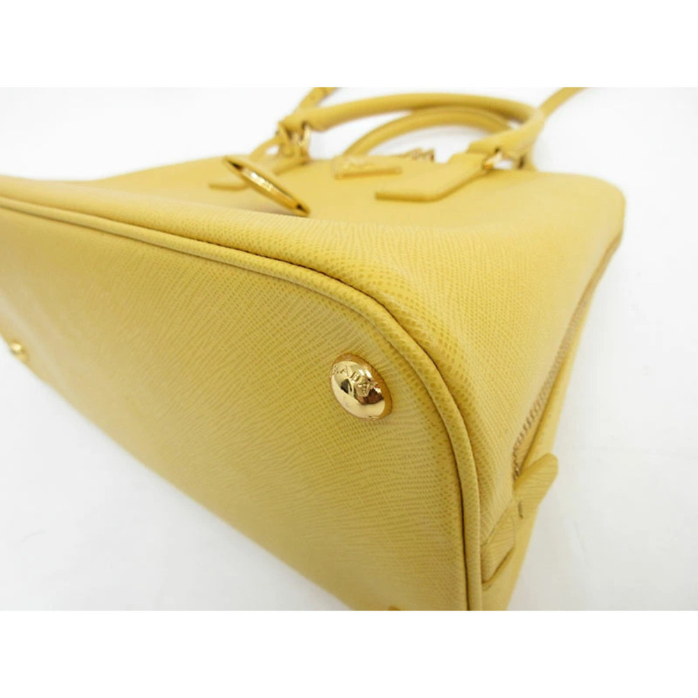 PRADA Bag Handbag Long Shoulder Crossbody Yellow Saffiano Leather - Picture 5 of 14